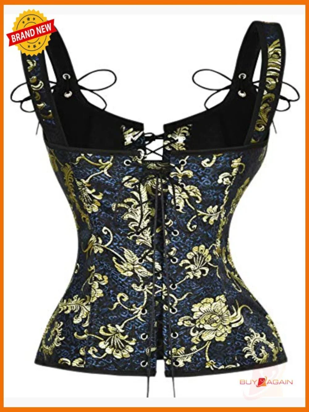 Renaissance Lace Up Boned Bustier Corset with Garter Straps